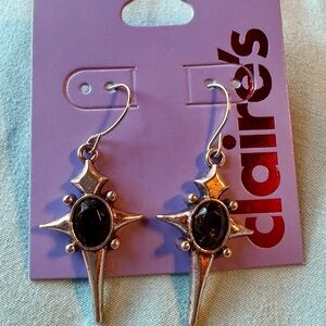 Claire's Silver and Black Star Earrings
